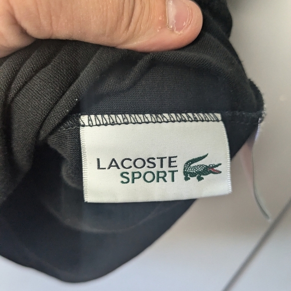 LACOSTE Sport Men Tee Shirt Black Size XL Front Logo Cotton/Polyester - Picture 6 of 10